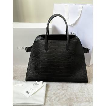 The Row Margaux 15 Tote Bag in Samanta Crocodile Embossed Leather Black 2026 8818L (CL-260410030)