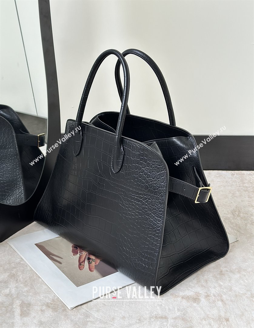The Row Margaux 15 Tote Bag in Samanta Crocodile Embossed Leather Black 2026 8818L (CL-260410030)