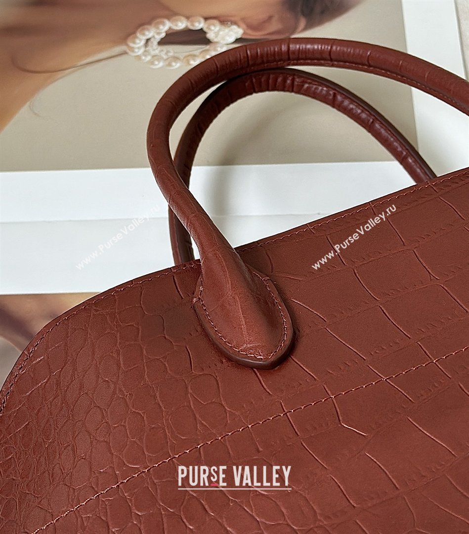 The Row Margaux 15 Tote Bag in Samanta Crocodile Embossed Leather Burgundy 2026 8818L (CL-260410032)