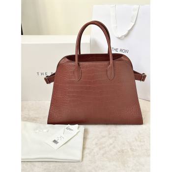 The Row Margaux 15 Tote Bag in Samanta Crocodile Embossed Leather Burgundy 2026 8818L (CL-260410032)