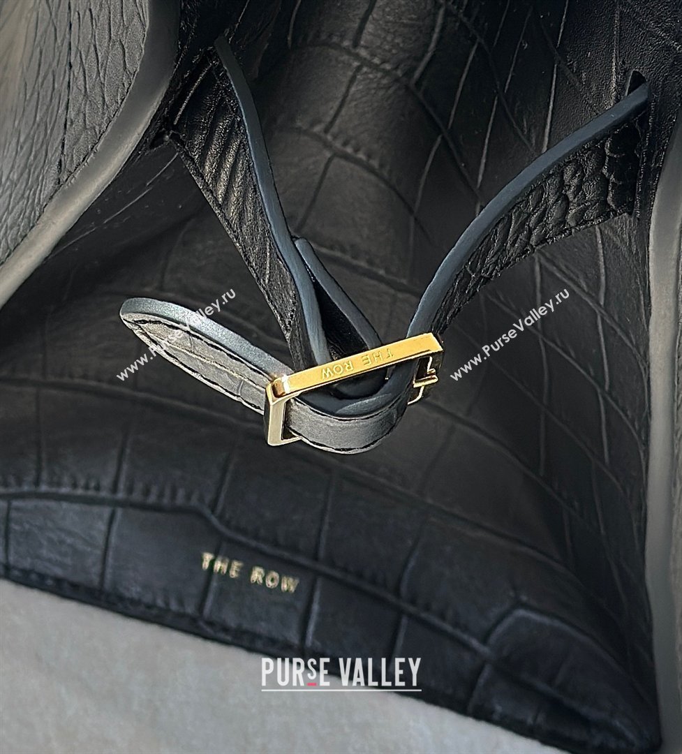The Row Margaux 12 Tote Bag in Samanta Crocodile Embossed Leather Black 2026 8818 (CL-260410005)