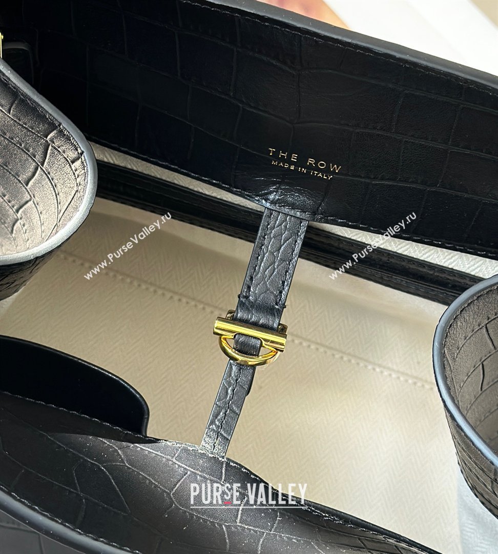 The Row Margaux 12 Tote Bag in Samanta Crocodile Embossed Leather Black 2026 8818 (CL-260410005)