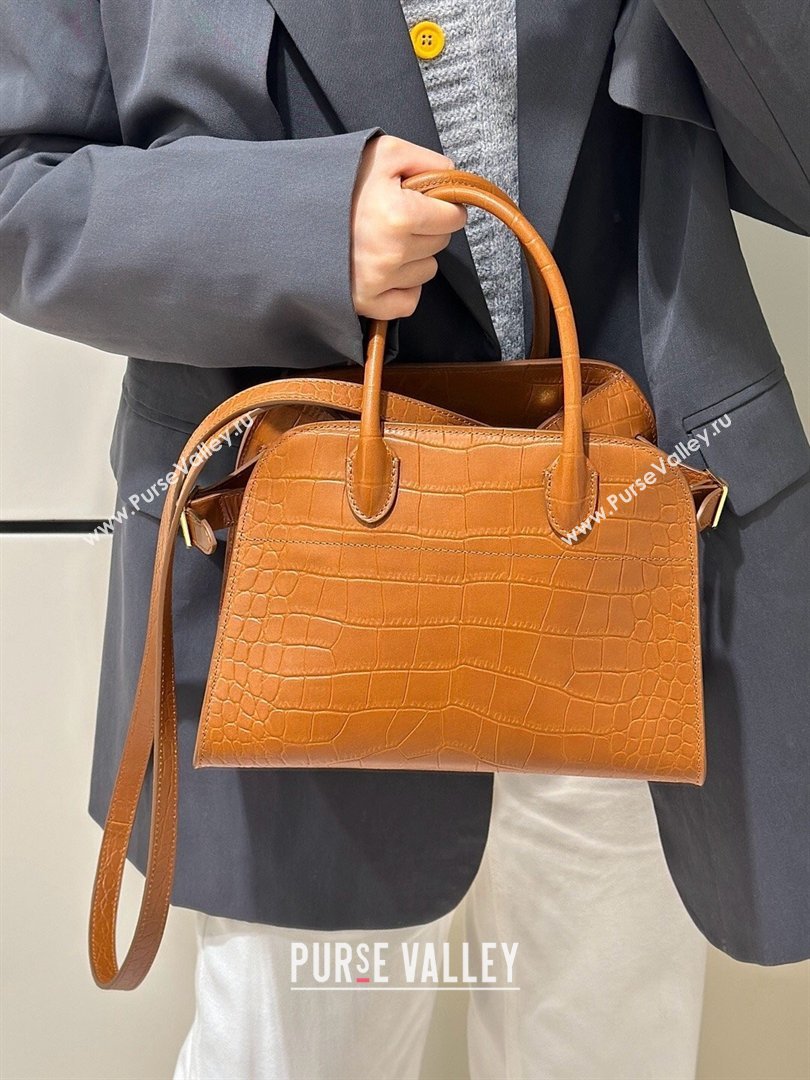 The Row Margaux 10 Tote Bag in Samanta Crocodile Embossed Leather Gold-Tone 2026 8818S (CL-260410022)