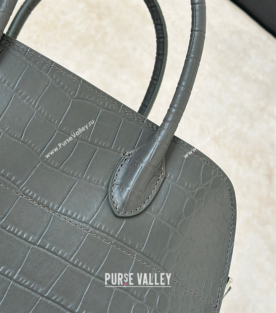 The Row Margaux 12 Tote Bag in Samanta Crocodile Embossed Leather Grey 2026 8818 (CL-260410006)