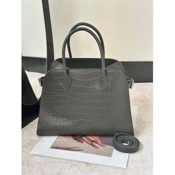 The Row Margaux 12 Tote Bag in Samanta Crocodile Embossed Leather Grey 2026 8818 (CL-260410006)