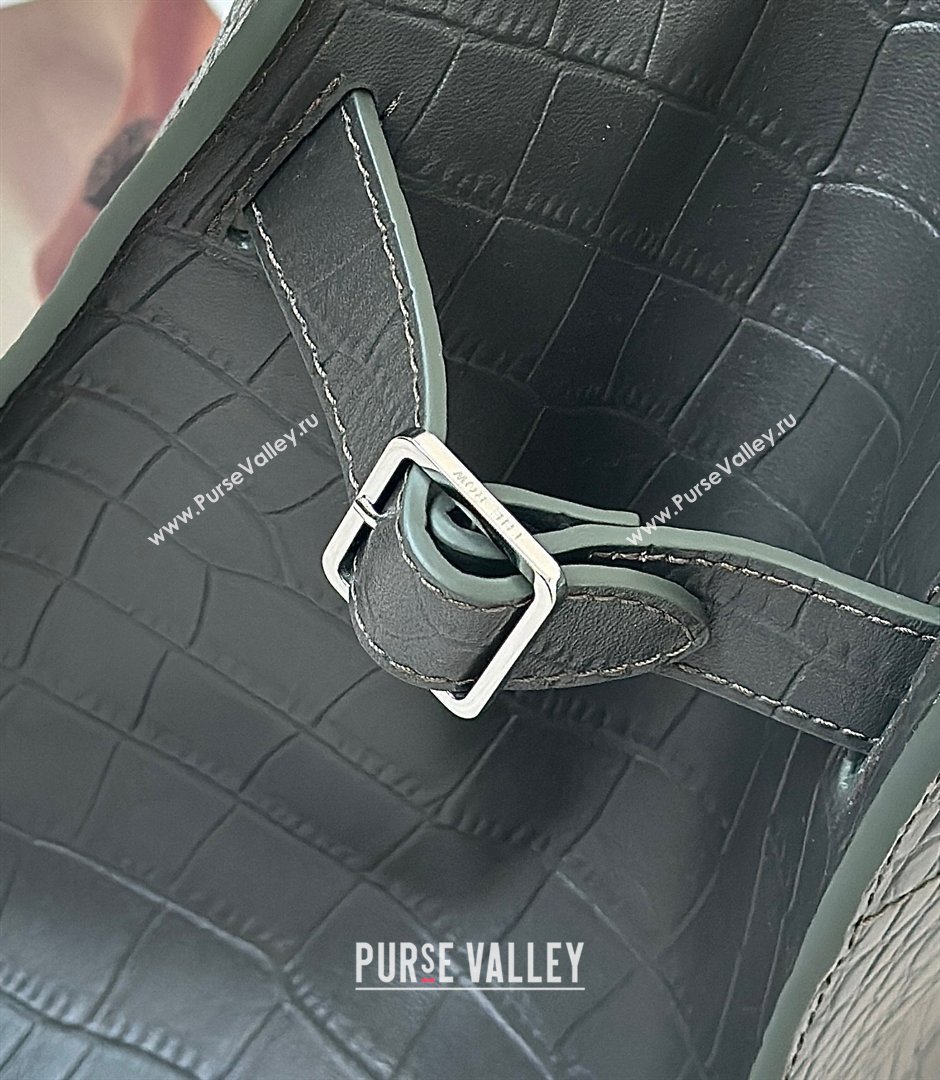 The Row Margaux 12 Tote Bag in Samanta Crocodile Embossed Leather Grey 2026 8818 (CL-260410006)