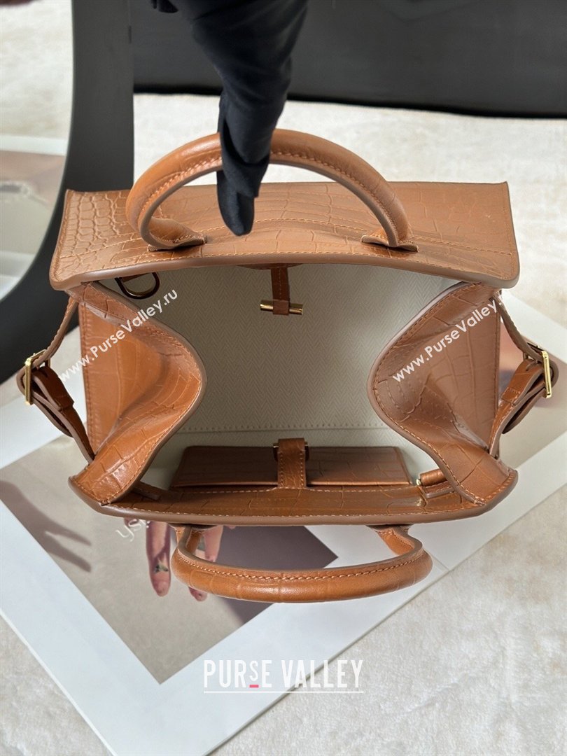 The Row Margaux 10 Tote Bag in Samanta Crocodile Embossed Leather Gold-Tone 2026 8818S (CL-260410022)