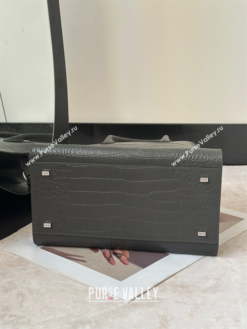 The Row Margaux 12 Tote Bag in Samanta Crocodile Embossed Leather Grey 2026 8818 (CL-260410006)