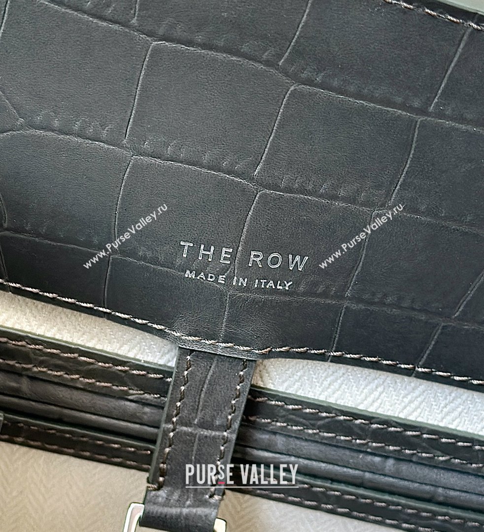 The Row Margaux 12 Tote Bag in Samanta Crocodile Embossed Leather Grey 2026 8818 (CL-260410006)