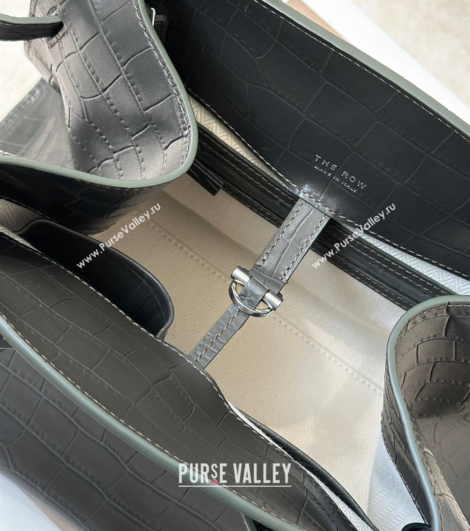 The Row Margaux 12 Tote Bag in Samanta Crocodile Embossed Leather Grey 2026 8818 (CL-260410006)