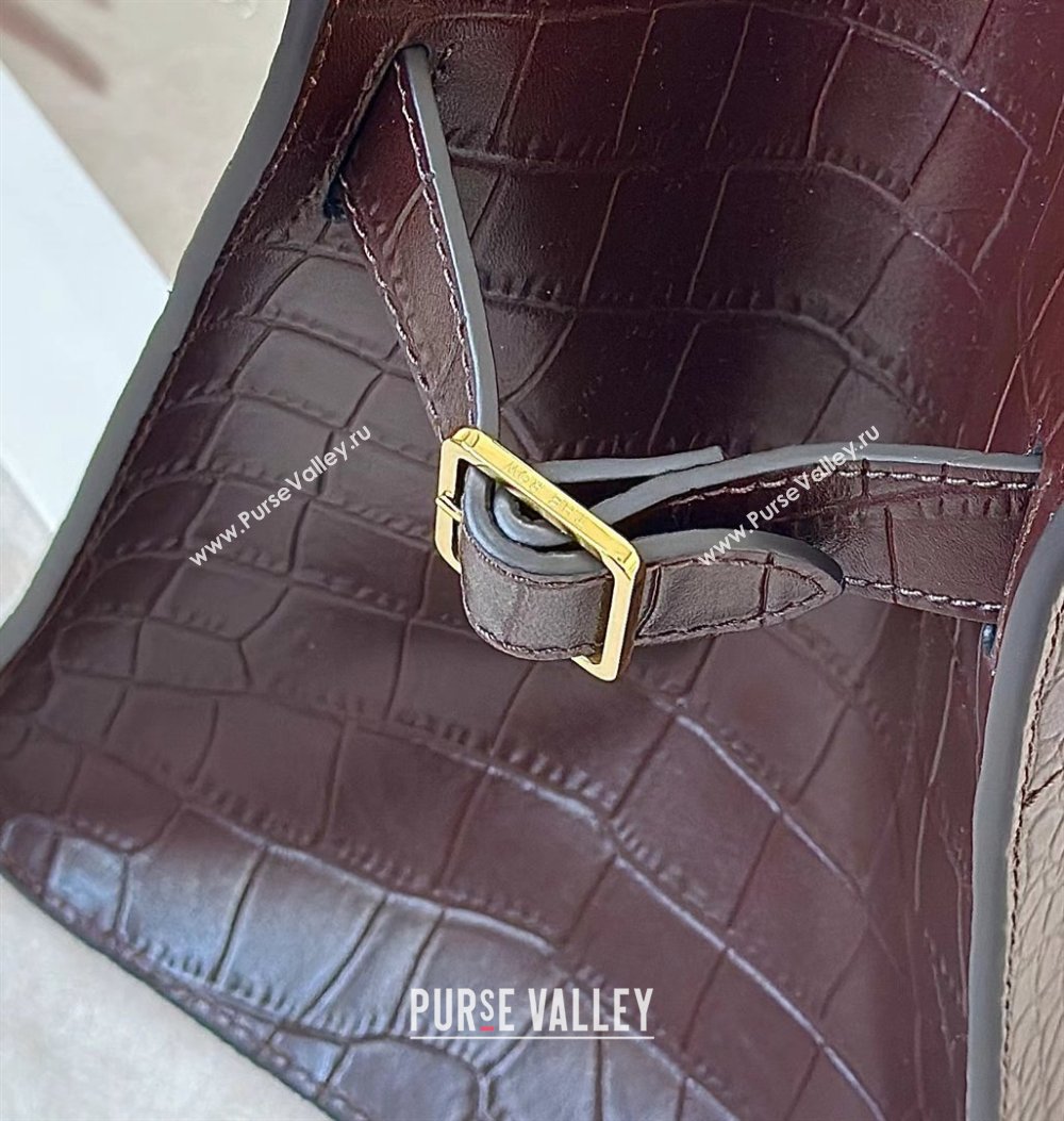 The Row Margaux 12 Tote Bag in Samanta Crocodile Embossed Leather Dark Brown 2026 8818 (CL-260410007)