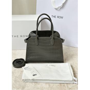 The Row Margaux 10 Tote Bag in Samanta Crocodile Embossed Leather Dark Green 2026 8818S (CL-260410024)