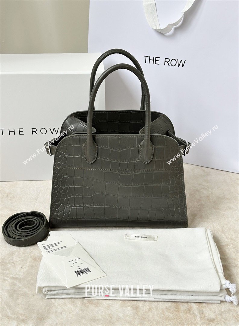 The Row Margaux 10 Tote Bag in Samanta Crocodile Embossed Leather Dark Green 2026 8818S (CL-260410024)