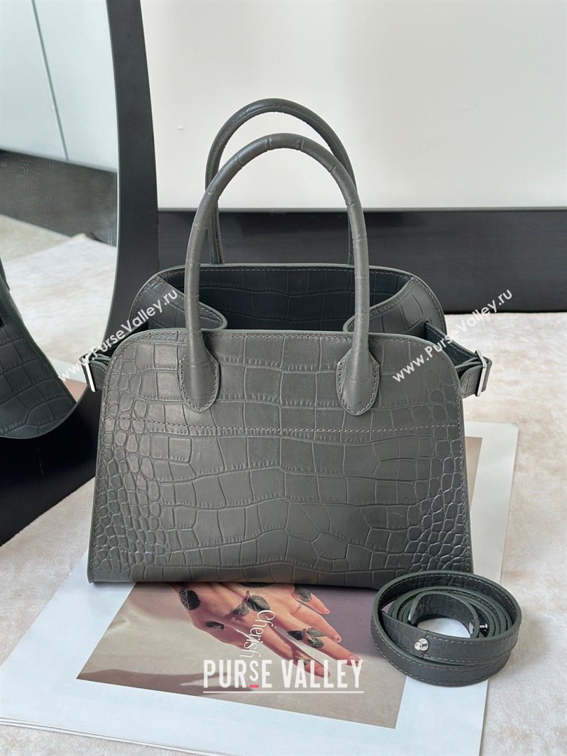 The Row Margaux 10 Tote Bag in Samanta Crocodile Embossed Leather Dark Green 2026 8818S (CL-260410024)