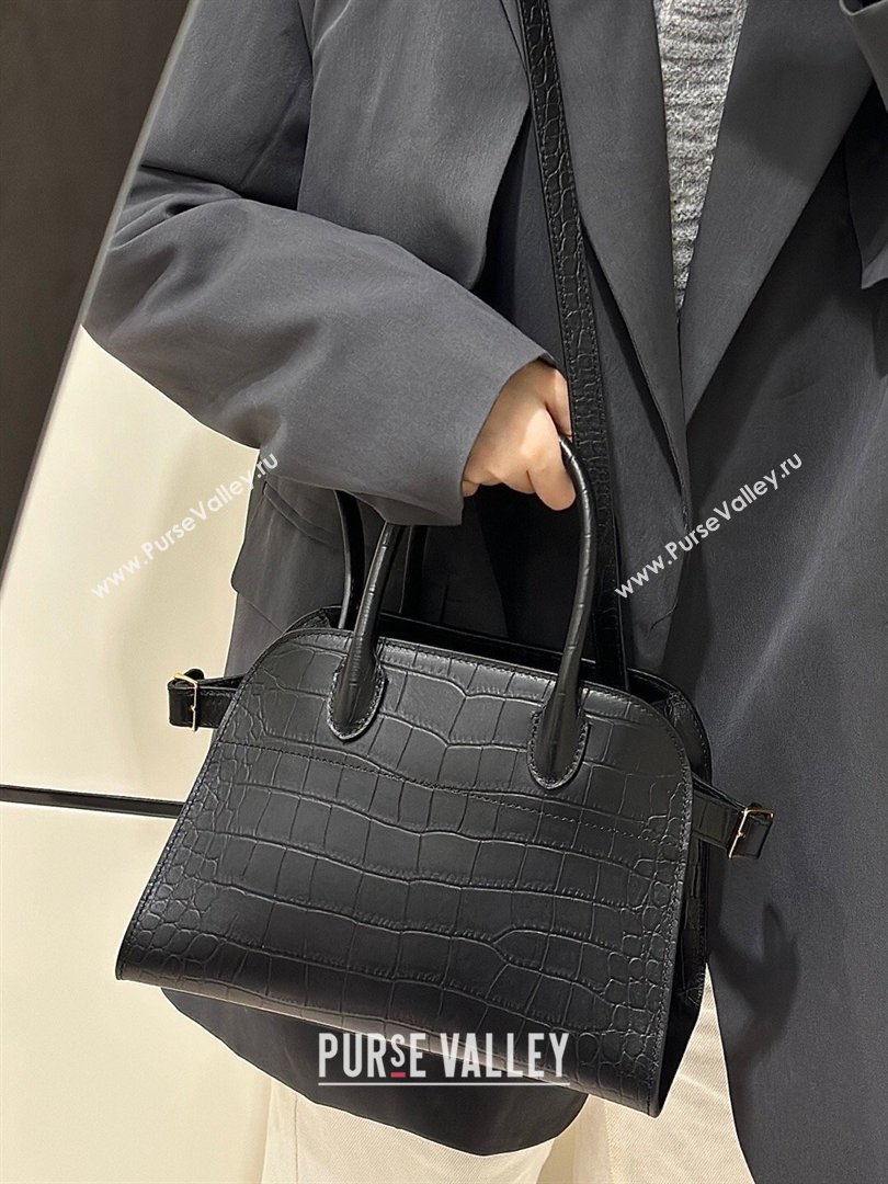 The Row Margaux 10 Tote Bag in Samanta Crocodile Embossed Leather Black 2026 8818S (CL-260410020)