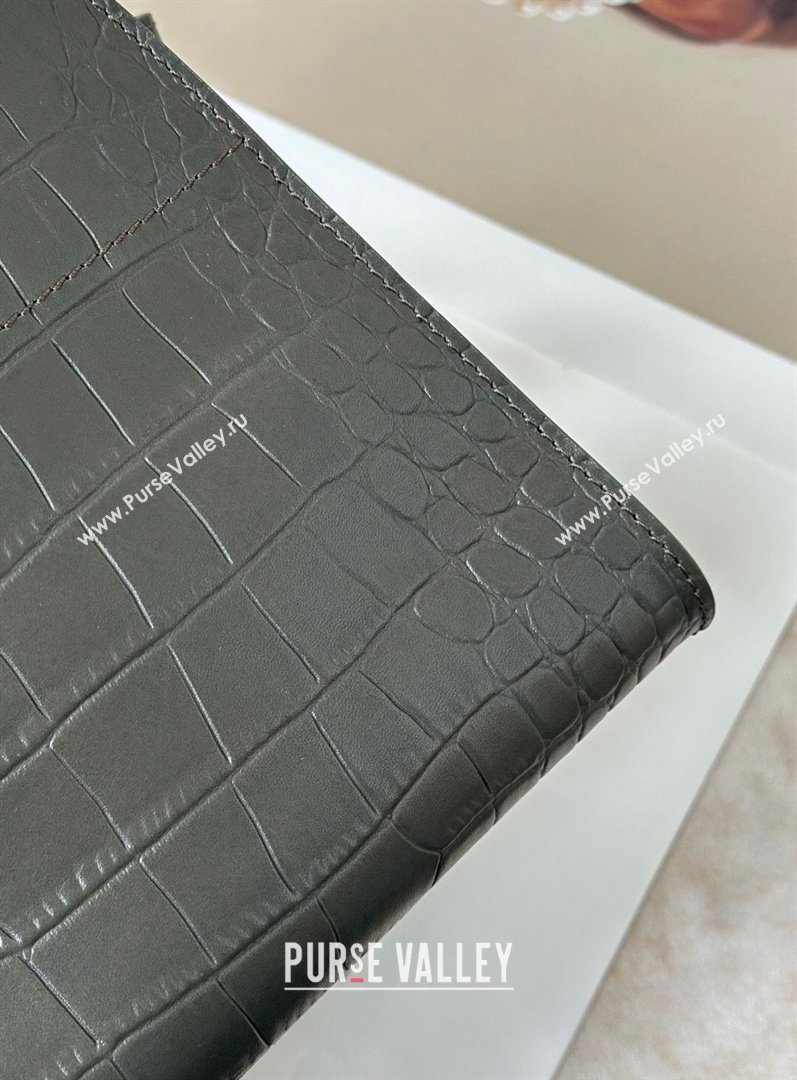 The Row Margaux 10 Tote Bag in Samanta Crocodile Embossed Leather Dark Green 2026 8818S (CL-260410024)