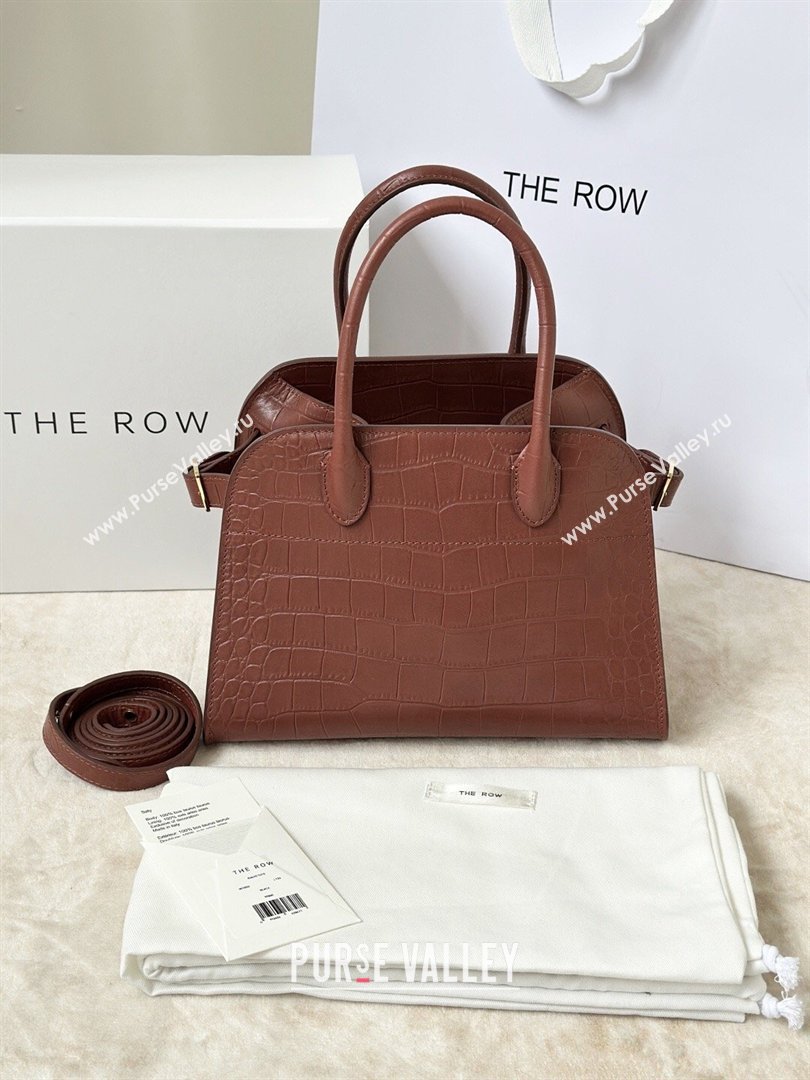 The Row Margaux 10 Tote Bag in Samanta Crocodile Embossed Leather Burgundy 2026 8818S (CL-260410025)