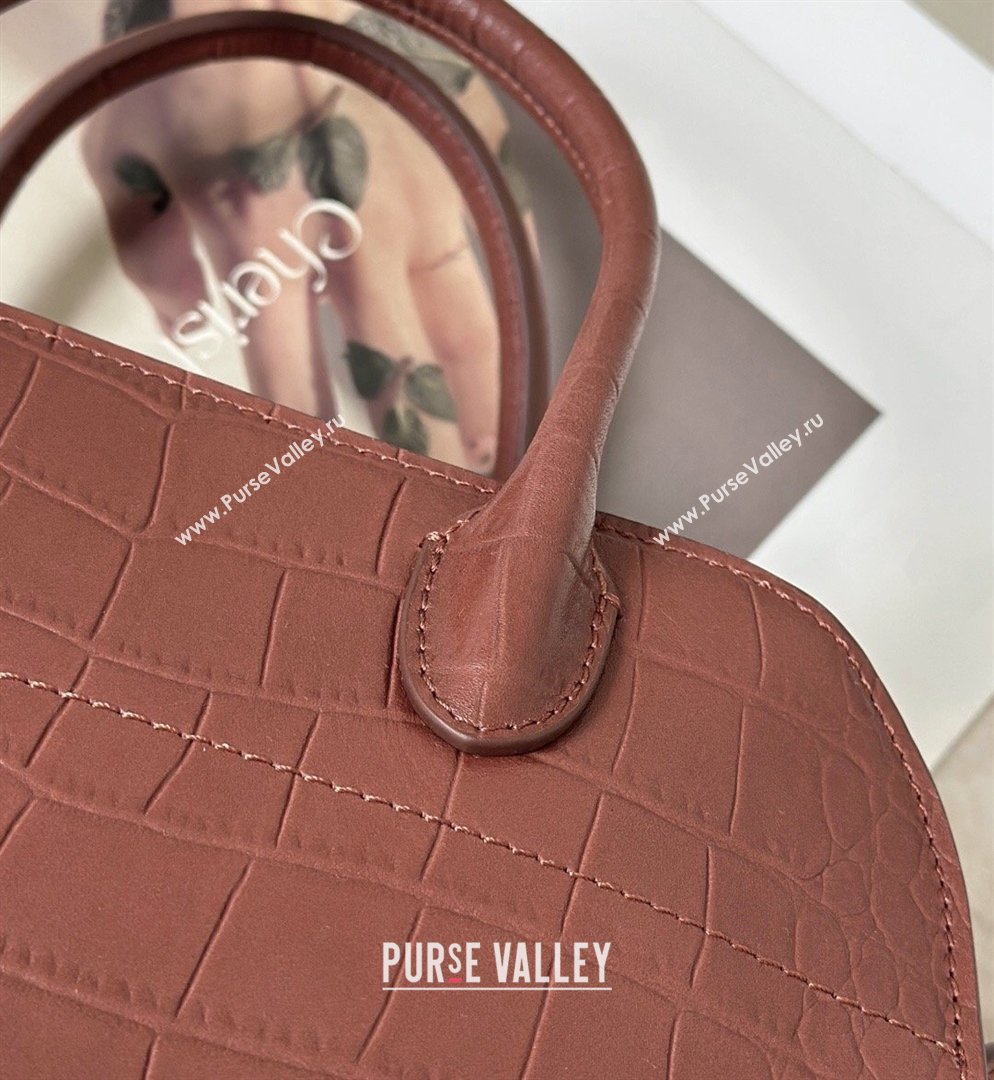 The Row Margaux 10 Tote Bag in Samanta Crocodile Embossed Leather Burgundy 2026 8818S (CL-260410025)