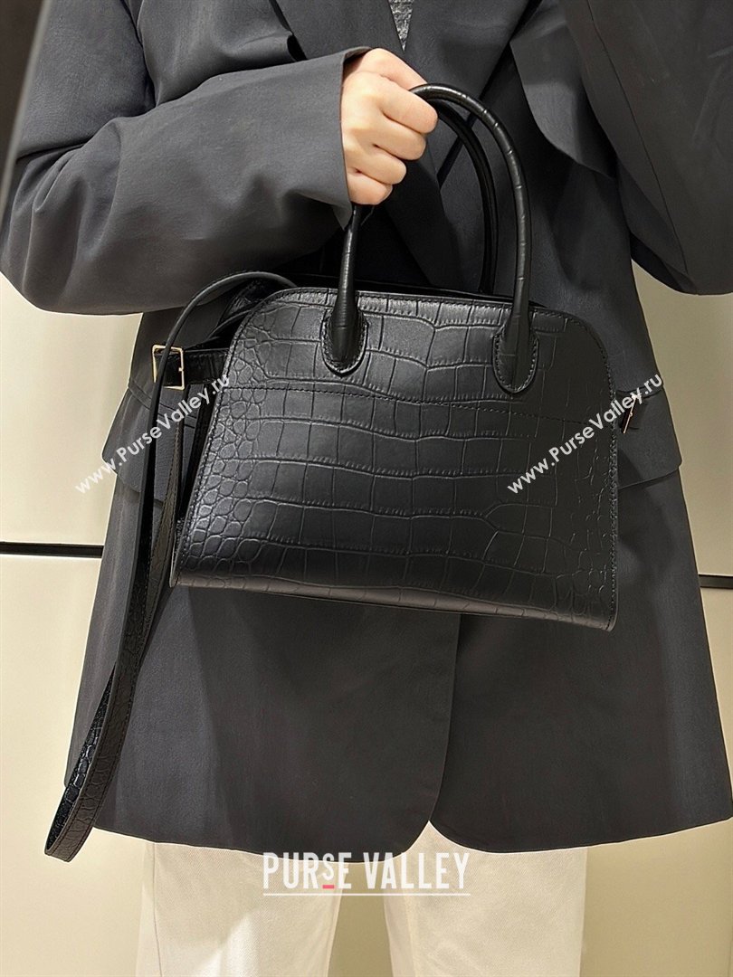 The Row Margaux 10 Tote Bag in Samanta Crocodile Embossed Leather Black 2026 8818S (CL-260410020)