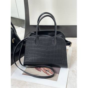 The Row Margaux 10 Tote Bag in Samanta Crocodile Embossed Leather Black 2026 8818S (CL-260410020)