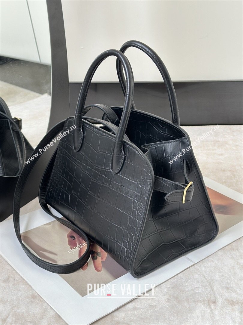 The Row Margaux 10 Tote Bag in Samanta Crocodile Embossed Leather Black 2026 8818S (CL-260410020)