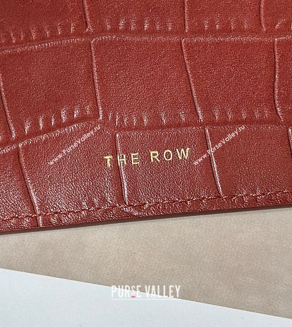 The Row Margaux 12 Tote Bag in Samanta Crocodile Embossed Leather Burgundy 2026 8818 (CL-260410011)