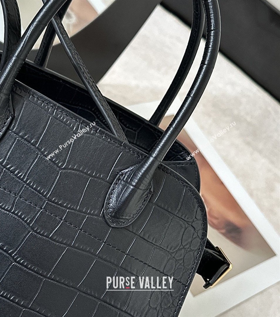 The Row Margaux 10 Tote Bag in Samanta Crocodile Embossed Leather Black 2026 8818S (CL-260410020)