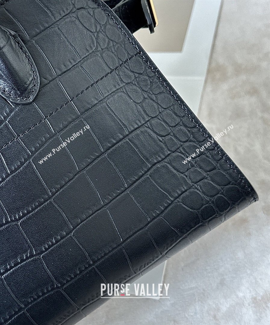 The Row Margaux 10 Tote Bag in Samanta Crocodile Embossed Leather Black 2026 8818S (CL-260410020)