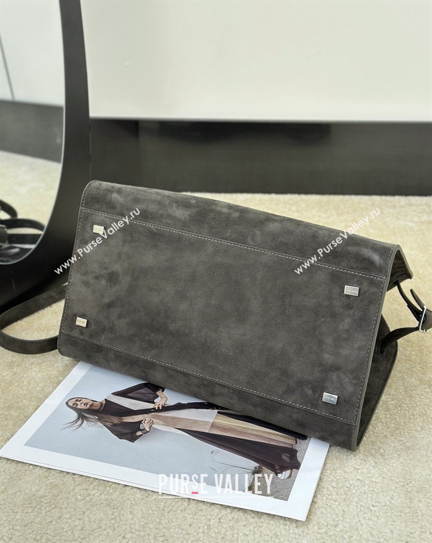 The Row Margaux 12 Tote Bag in Suede Green 2026 8818M (CL-260410014)