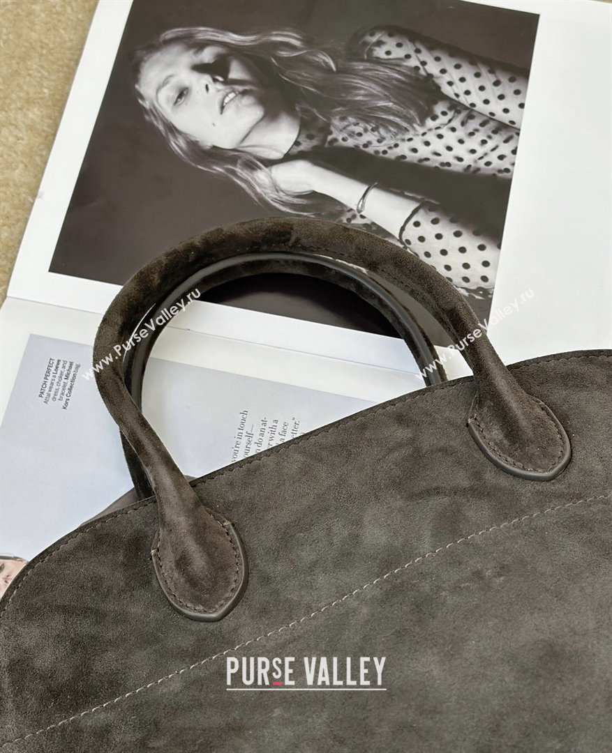The Row Margaux 12 Tote Bag in Suede Green 2026 8818M (CL-260410014)