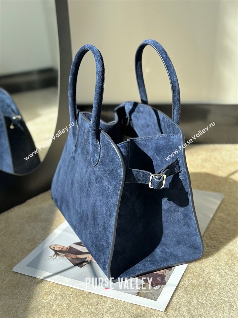 The Row Margaux 12 Tote Bag in Suede Blue 2026 8818M (CL-260410015)