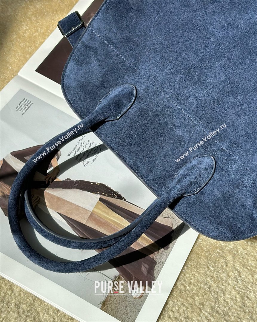 The Row Margaux 12 Tote Bag in Suede Blue 2026 8818M (CL-260410015)
