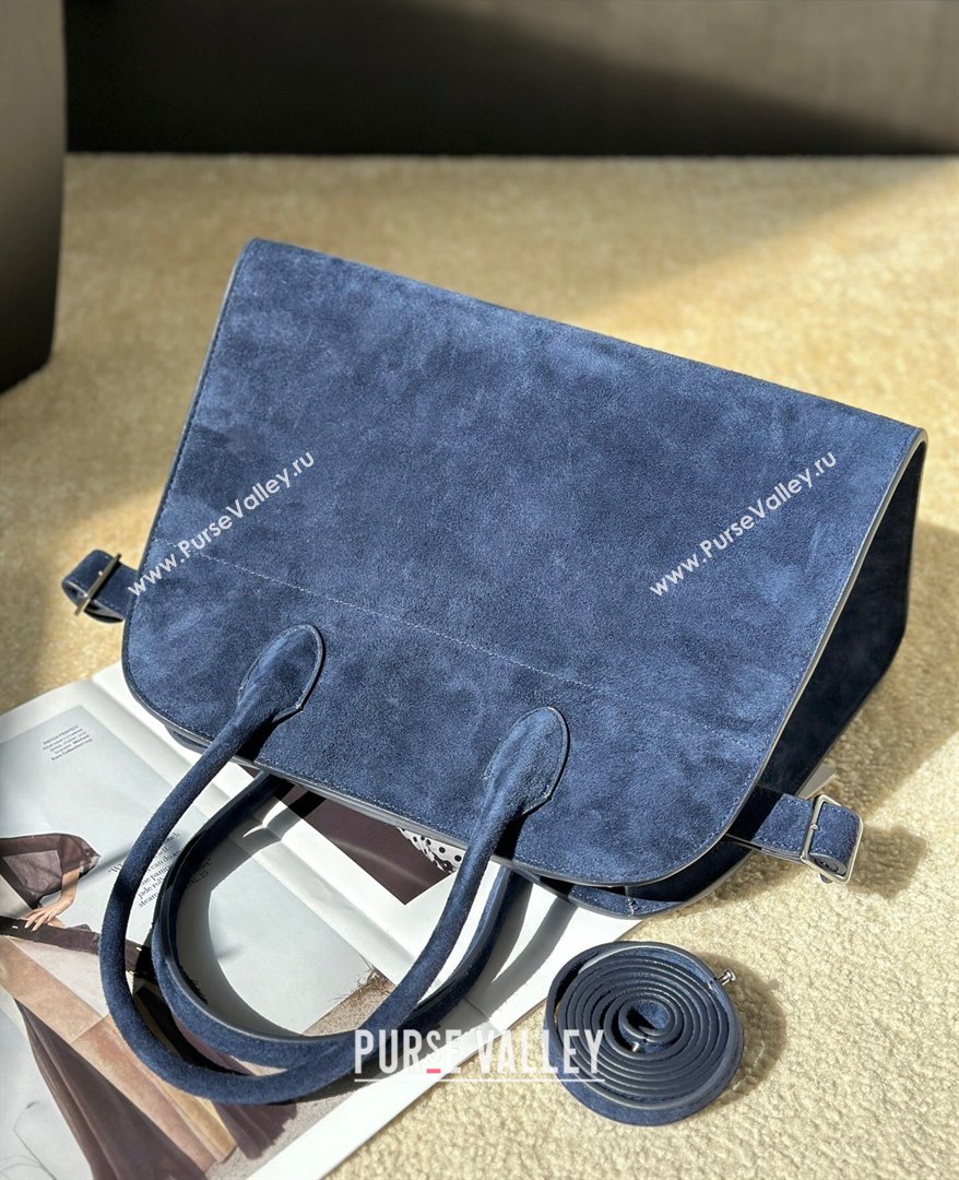 The Row Margaux 12 Tote Bag in Suede Blue 2026 8818M (CL-260410015)