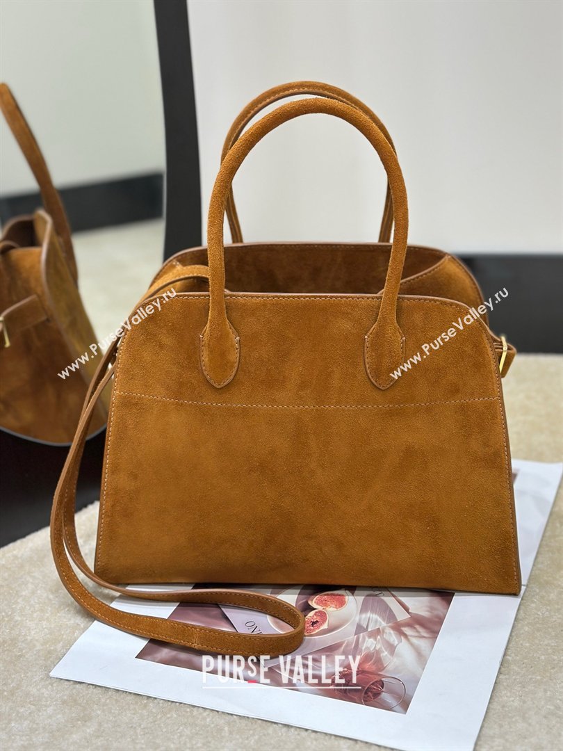 The Row Margaux 12 Tote Bag in Suede Gold-Tone 2026 8818M (CL-260410013)