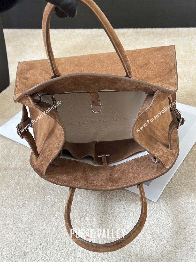 The Row Margaux 12 Tote Bag in Suede Light Brown 2026 8818M (CL-260410012)