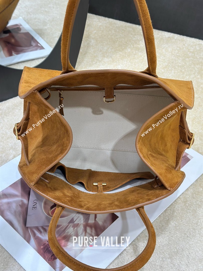 The Row Margaux 12 Tote Bag in Suede Gold-Tone 2026 8818M (CL-260410013)