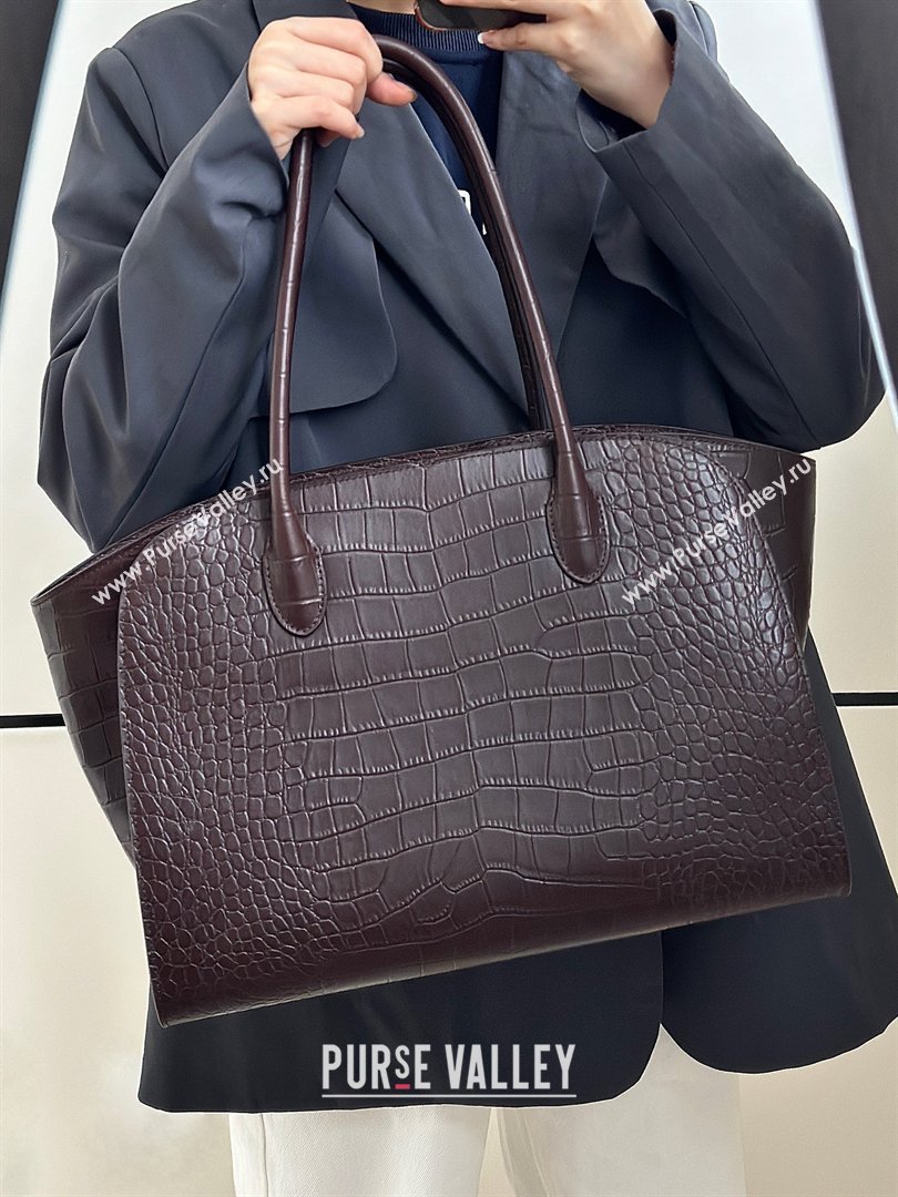 The Row Marlo 14 Bag in Samanta Crocodile Embossed Leather Dark Brown 2026 8823 (CL-260410040)