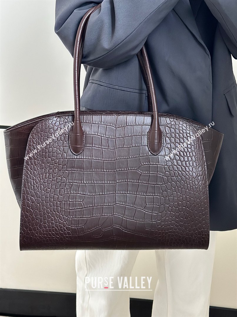 The Row Marlo 14 Bag in Samanta Crocodile Embossed Leather Dark Brown 2026 8823 (CL-260410040)
