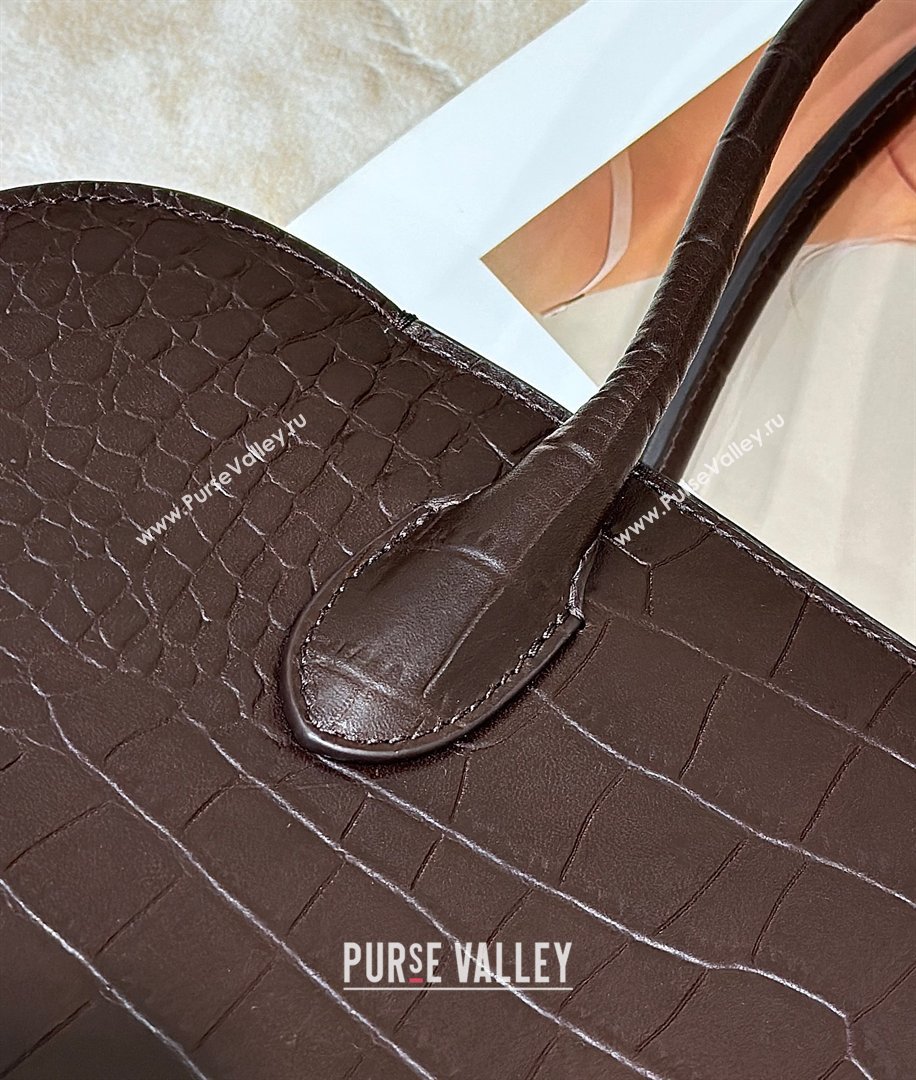 The Row Marlo 14 Bag in Samanta Crocodile Embossed Leather Dark Brown 2026 8823 (CL-260410040)