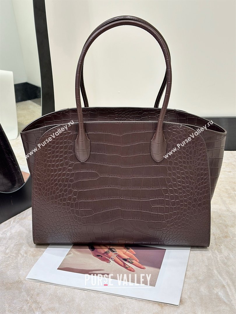 The Row Marlo 14 Bag in Samanta Crocodile Embossed Leather Dark Brown 2026 8823 (CL-260410040)