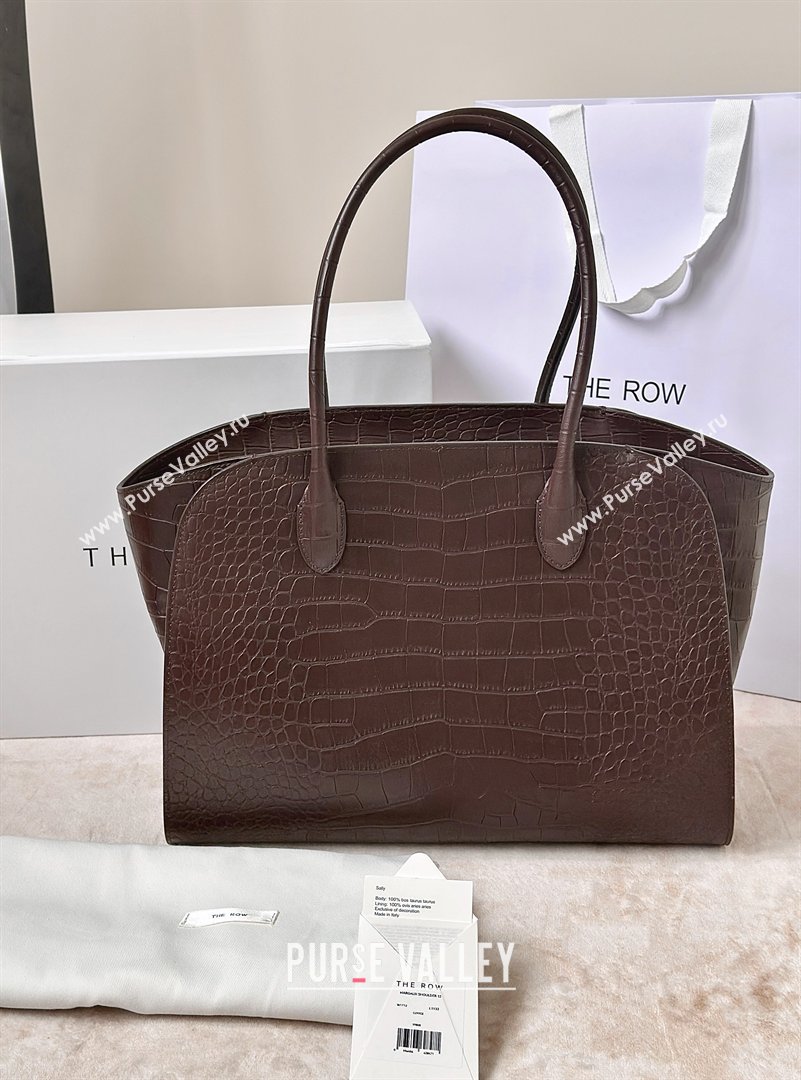 The Row Marlo 14 Bag in Samanta Crocodile Embossed Leather Dark Brown 2026 8823 (CL-260410040)