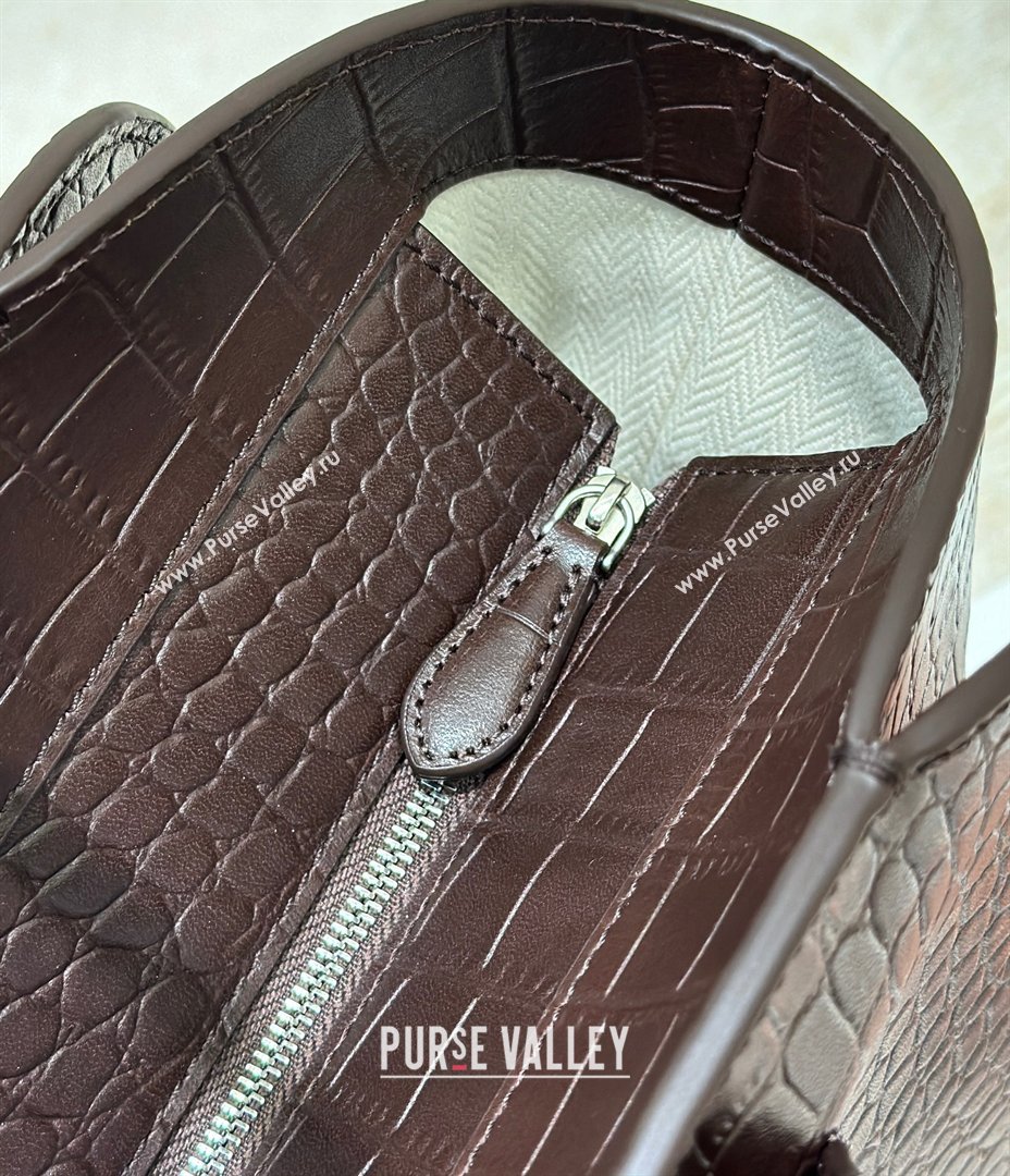 The Row Marlo 14 Bag in Samanta Crocodile Embossed Leather Dark Brown 2026 8823 (CL-260410040)