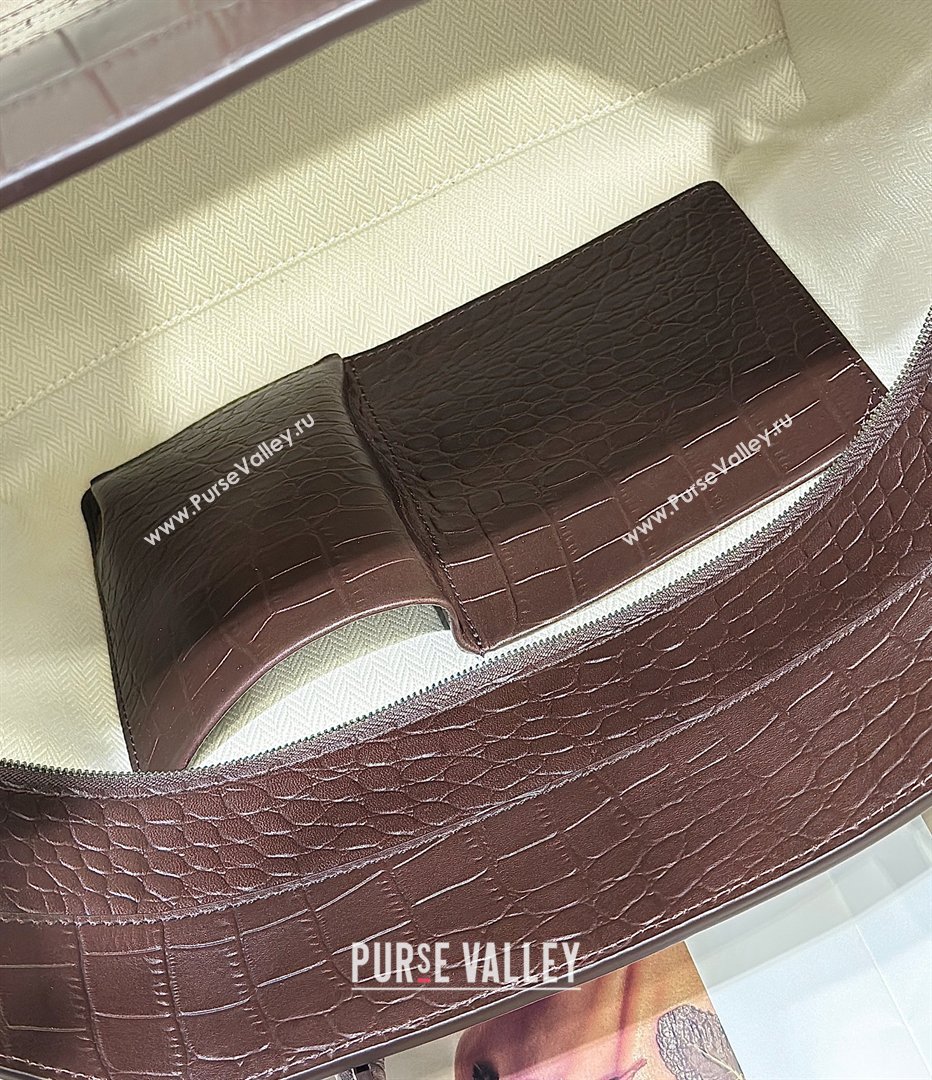 The Row Marlo 14 Bag in Samanta Crocodile Embossed Leather Dark Brown 2026 8823 (CL-260410040)