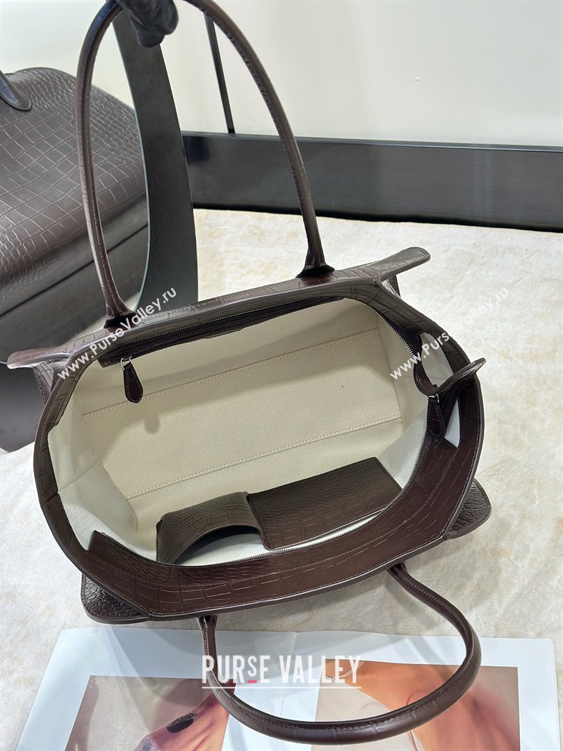 The Row Marlo 14 Bag in Samanta Crocodile Embossed Leather Dark Brown 2026 8823 (CL-260410040)