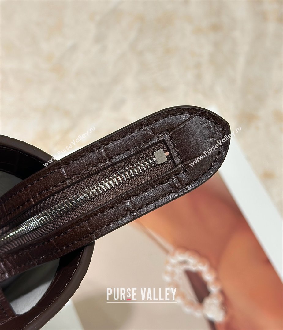 The Row Marlo 14 Bag in Samanta Crocodile Embossed Leather Dark Brown 2026 8823 (CL-260410040)