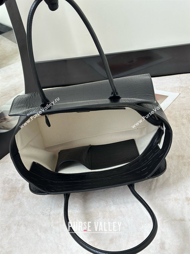 The Row Marlo 14 Bag in Samanta Crocodile Embossed Leather Black 2026 8823 (CL-260410041)