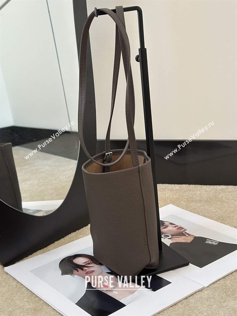 The Row N/S Park Crossbody Bag in Bonaudo Grained Leather Dark Brown 2026 8859 (CL-260410051)