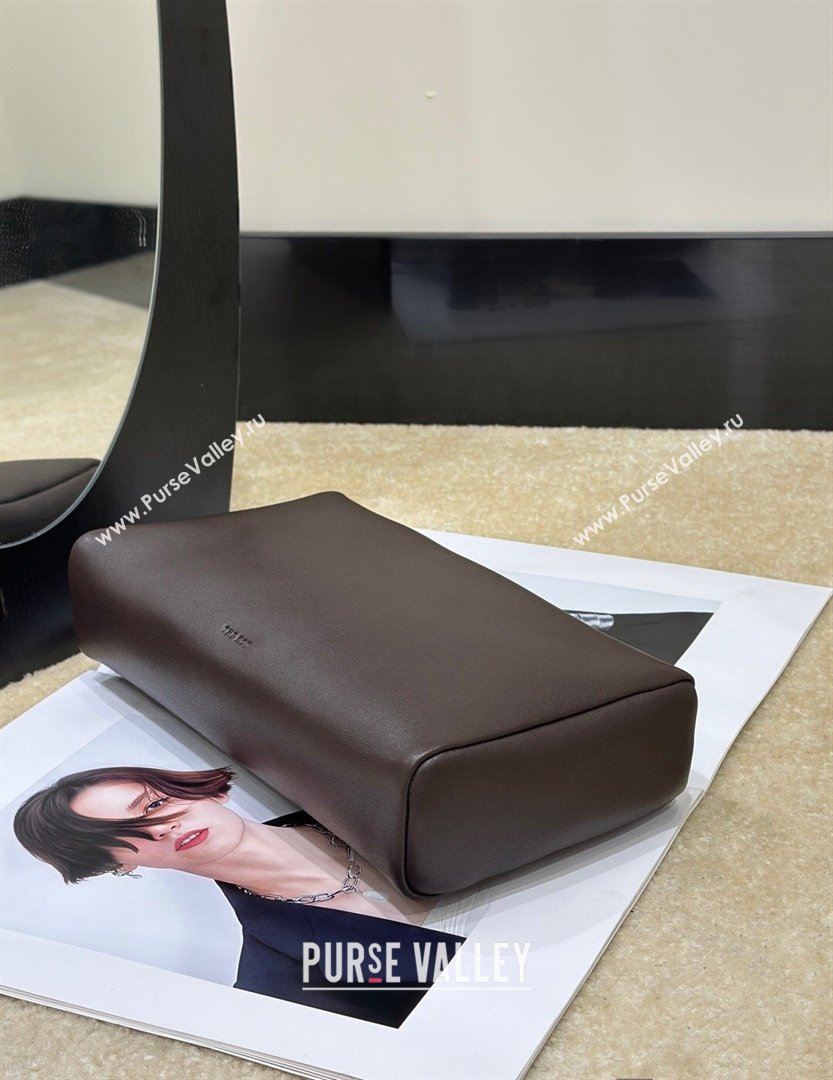 The Row Squared Compact Clutch Bag in Nappa Leather Brown 2026 8858 (CL-260410001)