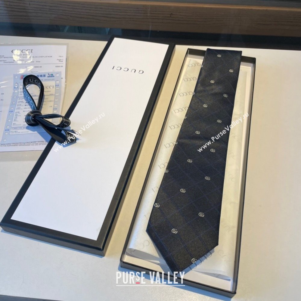 Gucci Silk Tie with GG Web Black 2 2023 1122 (XMN-231122023)