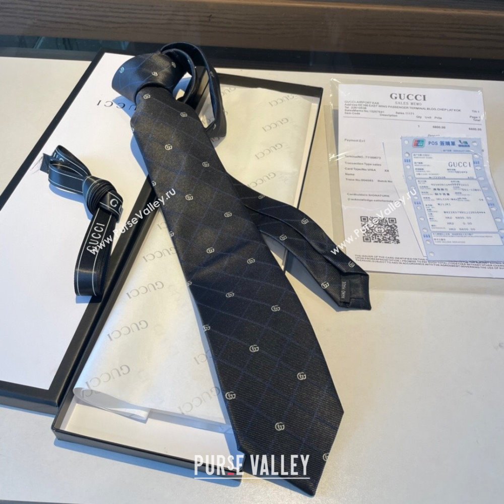 Gucci Silk Tie with GG Web Black 2 2023 1122 (XMN-231122023)